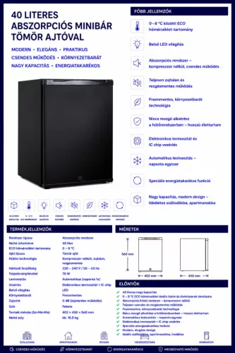 HOBBB Solbjerg minibarová chladnička, 40 l (XC-40A)