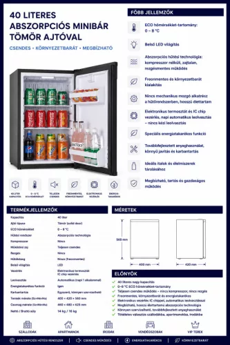 HOBBB Solbjerg minibarová chladnička, 40 l