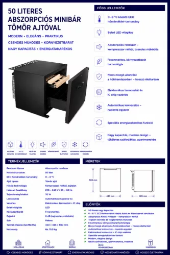 HOBBB Kolind minibarová chladnička, 50 l
