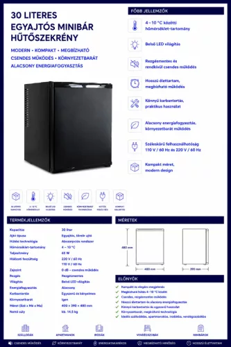 HOBBB-30A Minibarová chladnička – 30 litrů